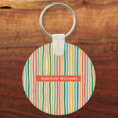 Monogram gekleurde lijnen Moderne Minimale Sleutel Sleutelhanger (Achterkant)