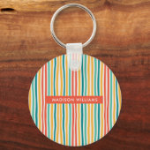 Monogram gekleurde lijnen Moderne Minimale Sleutel Sleutelhanger (Voorkant)