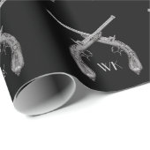 Monogram gekruiste pistolen zwart cadeaupapier (Rol Hoek)