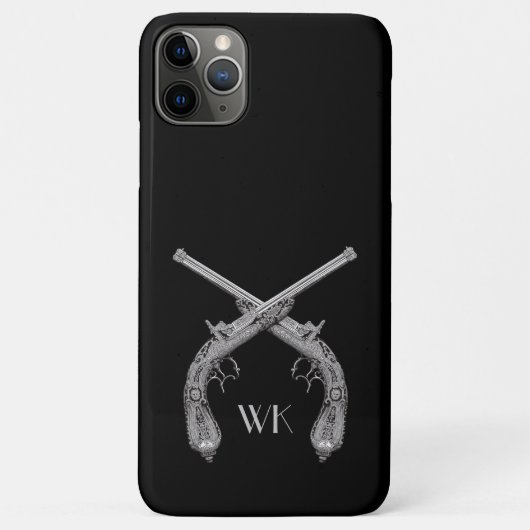 Monogram gekruiste pistolen zwart Case-Mate iPhone case (Achterkant)