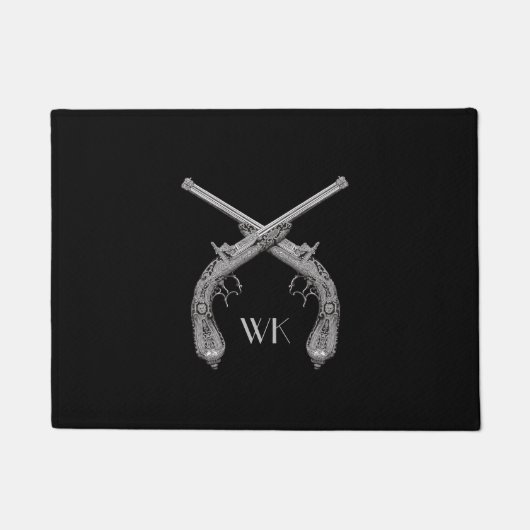 Monogram gekruiste pistolen zwart deurmat (Voorkant)