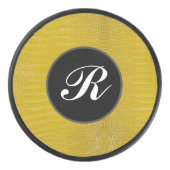 Monogram gele alligator textuur print hockey puck (Voorkant)