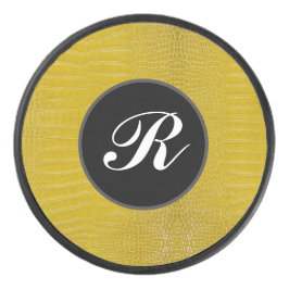 Monogram gele alligator textuur print hockey puck
