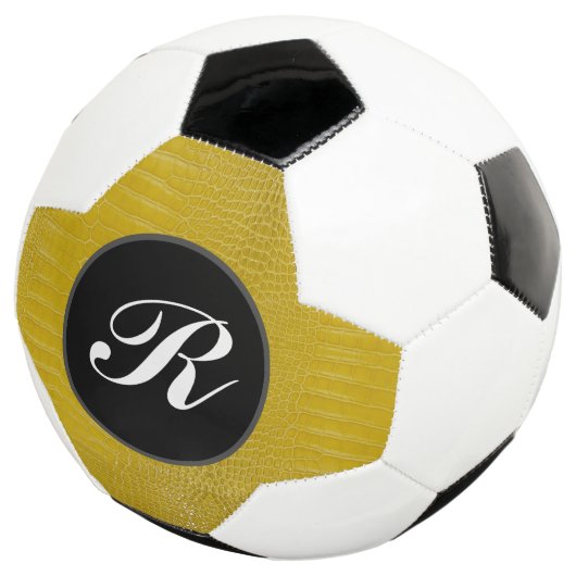 Monogram gele alligator textuur print voetbal (Drie kwart)