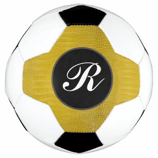 Monogram gele alligator textuur print voetbal (Voorkant)