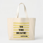 Monogram Gele Blauwe Waterverf Stripes Grote Tote Bag (Voorkant)