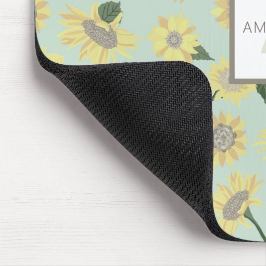 Monogram Gele Blauwe Zonnebloemen Muismat (Hoek)