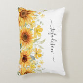 Monogram Gele Bloem Zonnebloem Bloemen Botanisch Accent Kussen (Voorkant(Verticaal))