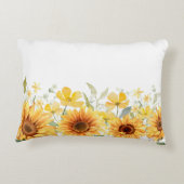 Monogram Gele Bloem Zonnebloem Bloemen Botanisch Accent Kussen (Achterkant)