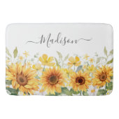 Monogram Gele Bloem Zonnebloem Bloemen Botanisch Badmat (Voorkant)