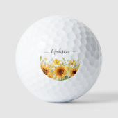 Monogram Gele Bloem Zonnebloem Bloemen Botanisch Golfballen (Voorkant)