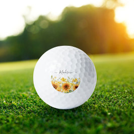 Monogram Gele Bloem Zonnebloem Bloemen Botanisch Golfballen