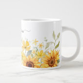 Monogram Gele Bloem Zonnebloem Bloemen Botanisch Grote Koffiekop (Rechts)