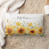 Monogram Gele Bloem Zonnebloem Bloemen Botanisch Kussen (Deken)