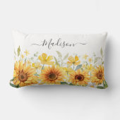 Monogram Gele Bloem Zonnebloem Bloemen Botanisch Kussen (Voorkant)