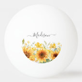 Monogram Gele Bloem Zonnebloem Bloemen Botanisch Pingpongbal (Voorkant)