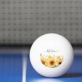 Monogram Gele Bloem Zonnebloem Bloemen Botanisch Pingpongbal (Net)