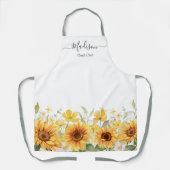 Monogram Gele Bloem Zonnebloem Bloemen Botanisch Schort (Voorkant)