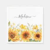Monogram Gele Bloem Zonnebloem Bloemen Botanisch Servet (Voorkant)