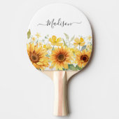 Monogram Gele Bloem Zonnebloem Bloemen Botanisch Tafeltennisbatje (Voorkant)