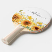 Monogram Gele Bloem Zonnebloem Bloemen Botanisch Tafeltennisbatje (Voorkant Gekanteld)