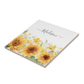Monogram Gele Bloem Zonnebloem Bloemen Botanisch Tegeltje (Zijkant)