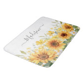 Monogram Gele Bloem Zonnebloem Bloemrijk Botanisch Badmat (Gekanteld)