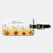 Monogram Gele Bloem Zonnebloem Bloemrijk Botanisch Bagagelabel (Voorkant horizontaal)