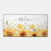 Monogram Gele Bloem Zonnebloem Bloemrijk Botanisch Bureaumat (Voorkant)