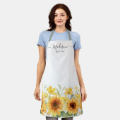 Monogram Gele Bloem Zonnebloem Bloemrijk Botanisch Schort (Gedragen)