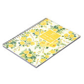 Monogram gele bloemen, esthetische bloemen notitieboek (Linkerzijde)