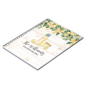 Monogram gele citroenboom wit hout recept notitieboek (Linkerzijde)