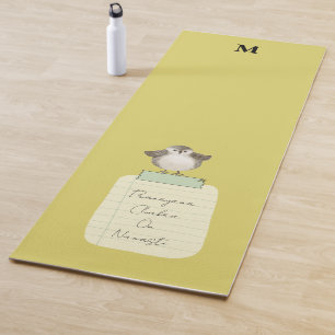 Monogram Gele Cute Bird Custom Focus Herinnering Yogamat