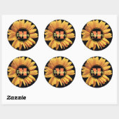 Monogram Gele Daisy Gerbera Aster Elegante Bloem Ronde Sticker (Vel)
