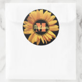Monogram Gele Daisy Gerbera Aster Elegante Bloem Ronde Sticker (Tas)