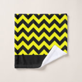 Monogram gele en zwarte chevron patroon bad handdoek (Wasdoekje)