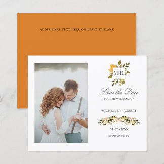 Monogram Gele Floral Foto Weddenschap BEWAART DE D