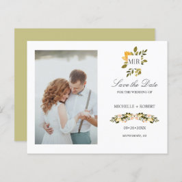 Monogram Gele Floral Foto Weddenschap BEWAART DE D