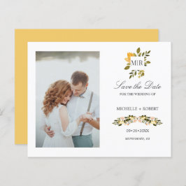 Monogram Gele Floral Foto Weddenschap BEWAART DE D