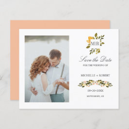 Monogram Gele Floral Foto Weddenschap BEWAART DE D