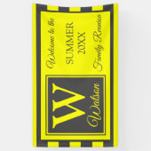 Monogram Gele Grijze Stripes Summer Family Reunion Spandoek (Verticaal)