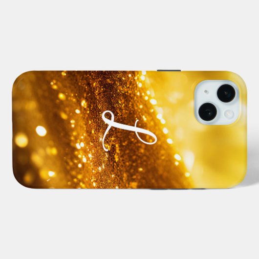 Monogram gele luxe glitter Case-Mate iPhone case (Achterkant (horizontaal))