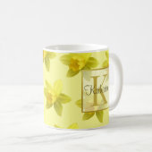 Monogram gele narcissen koffiemok (Voorkant rechts)