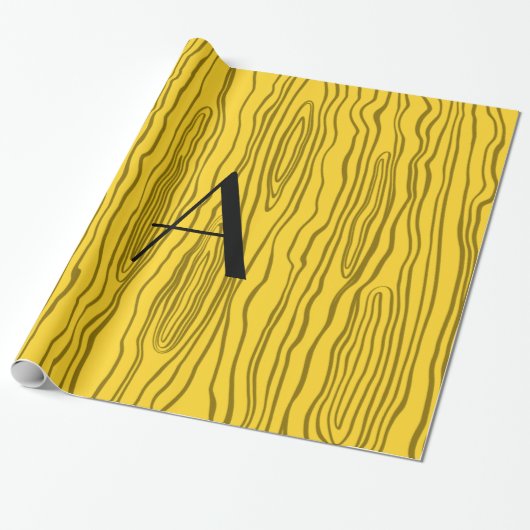 Monogram gele neushoorn cadeaupapier (Uitgerold)