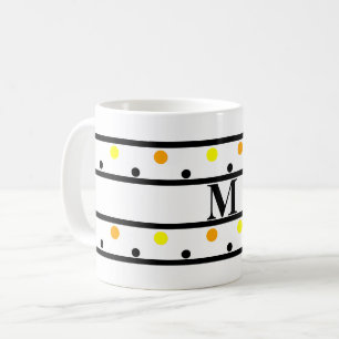 Monogram gele Oranje poka Dots Koffiemok