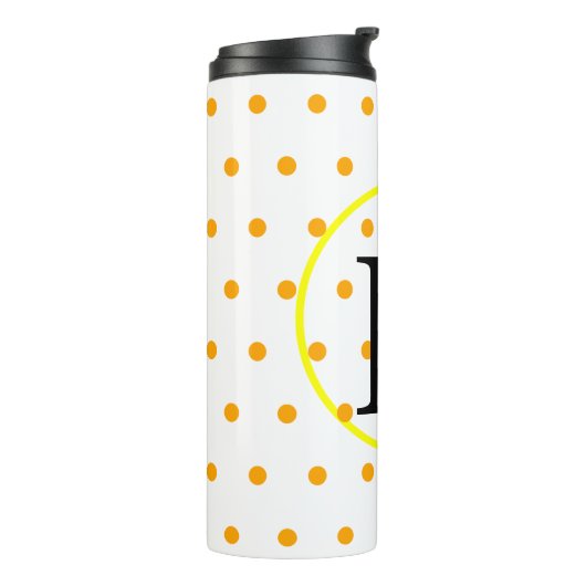 Monogram gele Oranje poka Dots Thermosbeker (Gedraaid links)