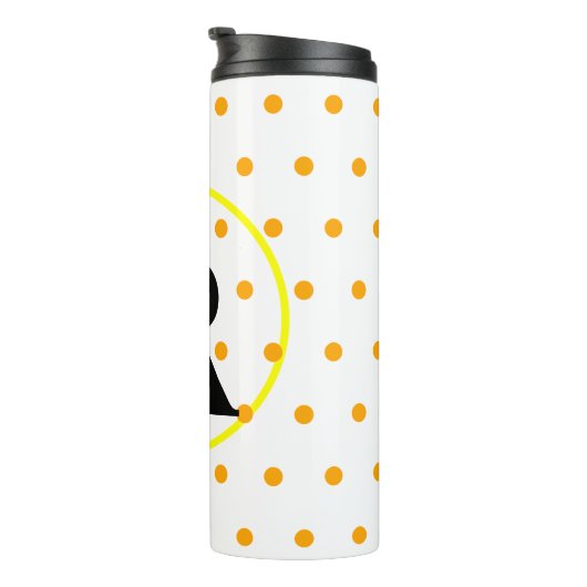 Monogram gele Oranje poka Dots Thermosbeker (Geroteerd rechts)