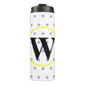Monogram gele Paarse stippen Thermosbeker (Voorkant)