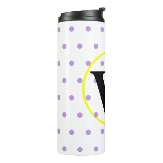 Monogram gele Paarse stippen Thermosbeker (Gedraaid links)