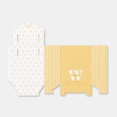 Monogram gele poka Dots Stripes Favor Box Bedankdoosjes (Uitgevouwen)